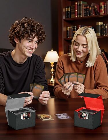 Card Deck Box for Trading Cards, MTG Commander Deck Box Holds 120+ Single Sleeved Cards, Leather Magnetic Card Storage Box Fits for TCG CCG Magic Cards (Black&Blue) in Saudi Arabia
