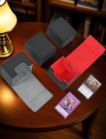 Card Deck Box for Trading Cards, MTG Commander Deck Box Holds 120+ Single Sleeved Cards, Leather Magnetic Card Storage Box Fits for TCG CCG Magic Cards (Black&Blue) in Saudi Arabia