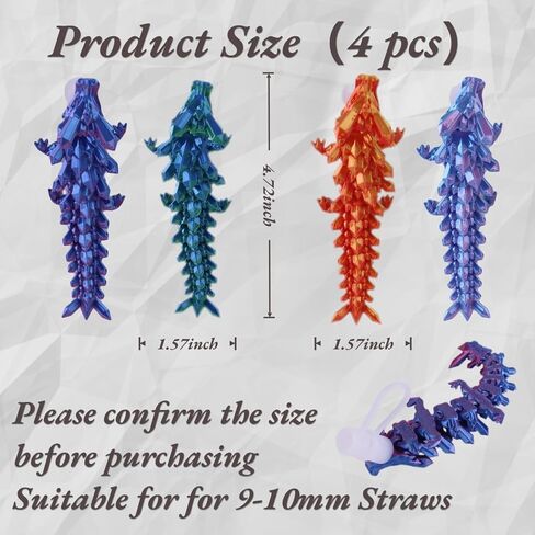 4PCS Dragon Straw Cover Cap for Stanley Cup, Dust-Proof Straw Topper with 3D Printed Dragon, Compatible with Stanley Cup 30&40 oz Tumbler, Reusable Cover for 10mm Straws Accessories in Saudi Arabia