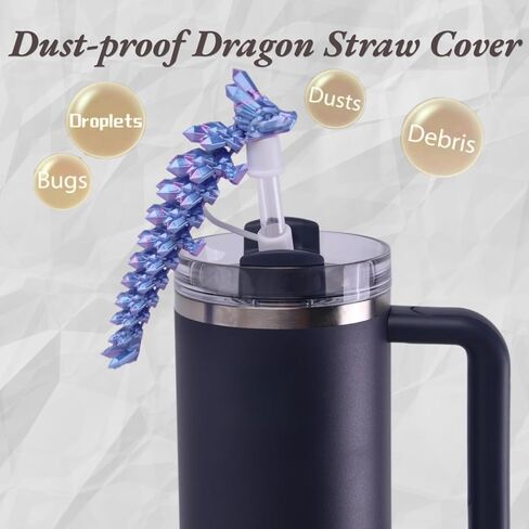 4PCS Dragon Straw Cover Cap for Stanley Cup, Dust-Proof Straw Topper with 3D Printed Dragon, Compatible with Stanley Cup 30&40 oz Tumbler, Reusable Cover for 10mm Straws Accessories in Saudi Arabia