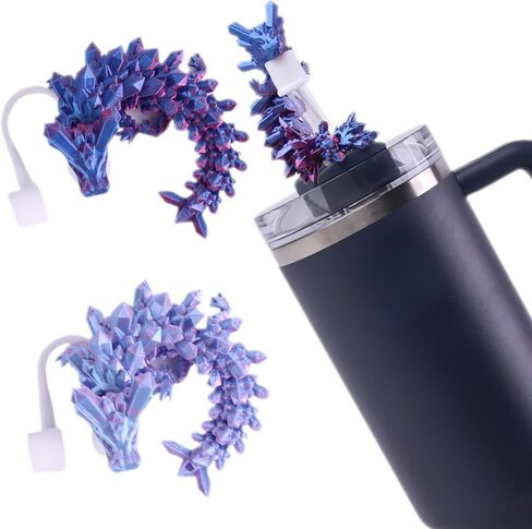 4PCS Dragon Straw Cover Cap for Stanley Cup, Dust-Proof Straw Topper with 3D Printed Dragon, Compatible with Stanley Cup 30&40 oz Tumbler, Reusable Cover for 10mm Straws Accessories in Saudi Arabia