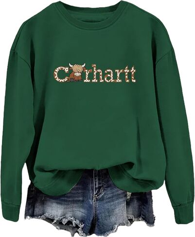 Highland Cow Sweatshirt Cow Print Sweatshirt Funny Cow Country Western Pullovers in Saudi Arabia