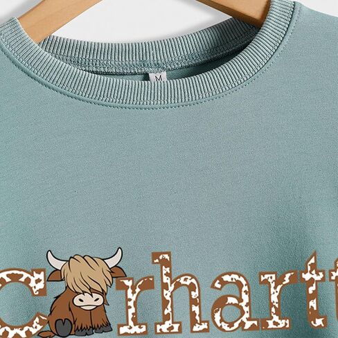 Highland Cow Sweatshirt Cow Print Sweatshirt Funny Cow Country Western Pullovers in Saudi Arabia