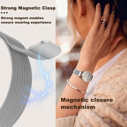 Mesh Metal 14mm Watch Band Compatible with Garmin Lily 2/Lily 2 Active for Women,Improved Thin Slim Stainless Steel Chain Magnetic Clasp Replacement Strap for Lily 2 Classic Accessory in Kuwait