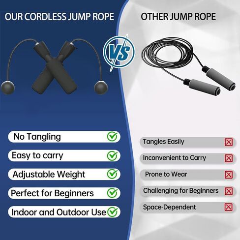 Training Ropeless Skipping Rope, Fitness Sporting Goods, for Men and Women - Black in Saudi Arabia