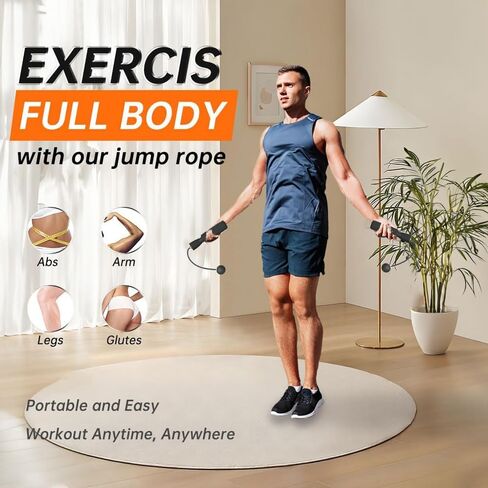 Training Ropeless Skipping Rope, Fitness Sporting Goods, for Men and Women - Black in Saudi Arabia