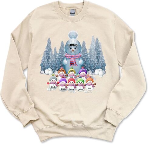 NAZENTI Personalized Grandma Christmas Sweatshirt, Custom Grandmas Snowman Sweatshirt with Kids Names, Nana Mimi Xmas Gifts in Saudi Arabia