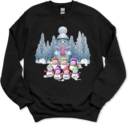 NAZENTI Personalized Grandma Christmas Sweatshirt, Custom Grandmas Snowman Sweatshirt with Kids Names, Nana Mimi Xmas Gifts in Saudi Arabia