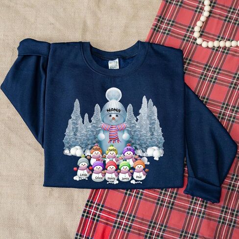 NAZENTI Personalized Grandma Christmas Sweatshirt, Custom Grandmas Snowman Sweatshirt with Kids Names, Nana Mimi Xmas Gifts in Saudi Arabia
