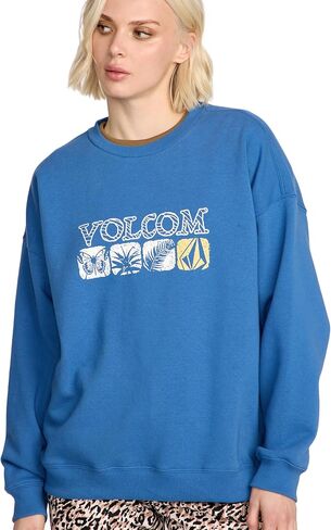 Volcom womens Boyfriend Crew Fleece Sweatshirt – Raglan Sleeve Boyfriend Fit Crewneck With Chest Screenprint in Saudi Arabia