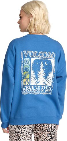 Volcom womens Boyfriend Crew Fleece Sweatshirt – Raglan Sleeve Boyfriend Fit Crewneck With Chest Screenprint in Saudi Arabia