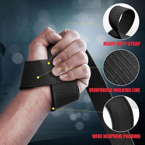 A Pair of Lifting Wrist Straps for Weightlifting, Gym, Bodybuilding, Deadlift, Strength Training - Men & Women in Saudi Arabia