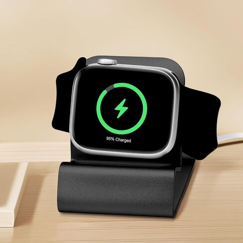 حامل شحن للساعة لمنضدة - قاعدة شحن مدمجة متوافقة مع Apple Watch Series1&2 & 3-38mm &42mm/Series4-40mm & 44mm (فضي) in Saudi Arabia
