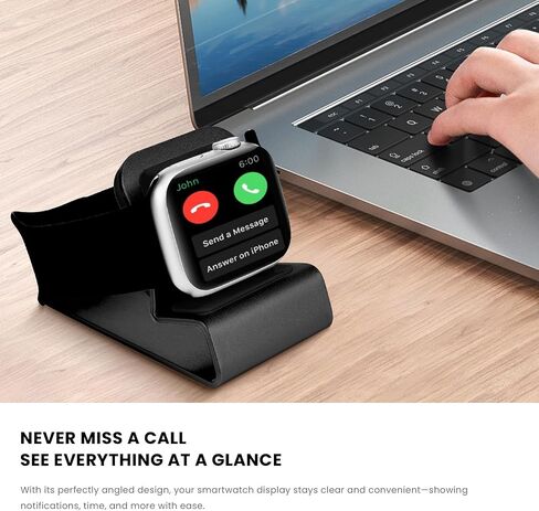 حامل شحن للساعة لمنضدة - قاعدة شحن مدمجة متوافقة مع Apple Watch Series1&2 & 3-38mm &42mm/Series4-40mm & 44mm (فضي) in Saudi Arabia