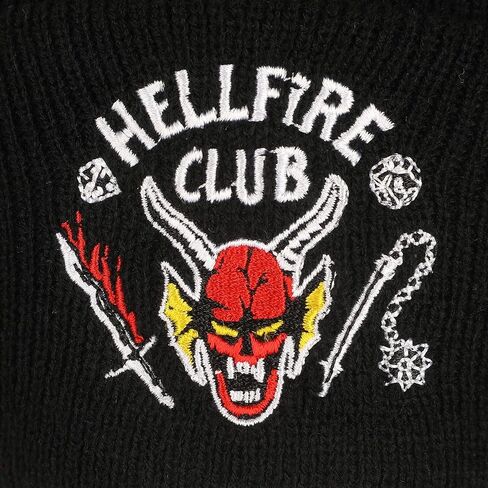 Stranger Things Hellfire Club Embroidery On Black Acrylic Knit Cuff Beanie in Saudi Arabia