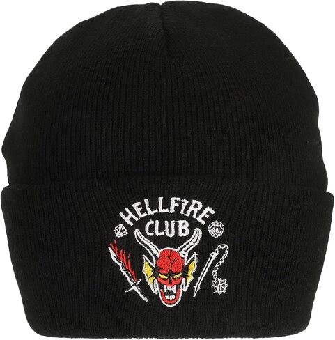 Stranger Things Hellfire Club Embroidery On Black Acrylic Knit Cuff Beanie in Saudi Arabia