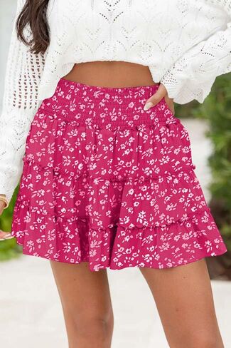 Women's High Waist Skort Flowy Ruffle Mini Skirt Casual Swing Shorts for Tennis Beach Trendy Summer Athletic Skirt in Saudi Arabia