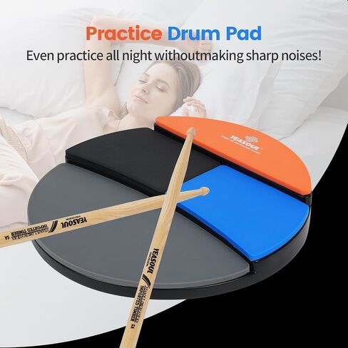 Practice Drum Pad, 4 Surfaces Drum Practice Pad, Silent Practice Pad for Drumming with Different Playing Surface with 1 Pairs Drum Sticks (Style 1) in Saudi Arabia