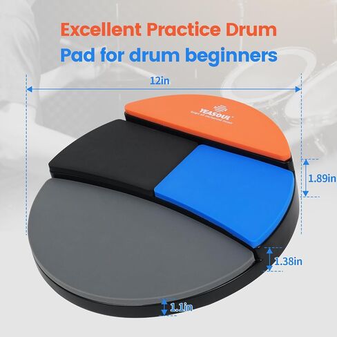 Practice Drum Pad, 4 Surfaces Drum Practice Pad, Silent Practice Pad for Drumming with Different Playing Surface with 1 Pairs Drum Sticks (Style 1) in Saudi Arabia