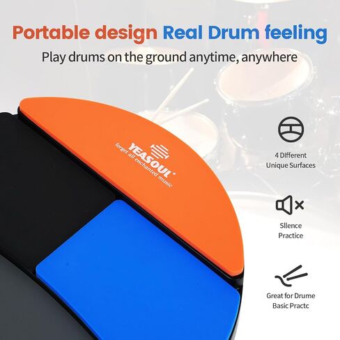 Practice Drum Pad, 4 Surfaces Drum Practice Pad, Silent Practice Pad for Drumming with Different Playing Surface with 1 Pairs Drum Sticks (Style 1) in Saudi Arabia