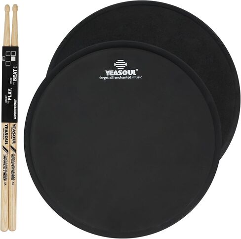 Practice Drum Pad, 4 Surfaces Drum Practice Pad, Silent Practice Pad for Drumming with Different Playing Surface with 1 Pairs Drum Sticks (Style 1) in Kuwait