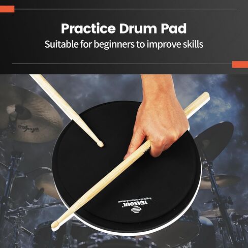 Practice Drum Pad, 4 Surfaces Drum Practice Pad, Silent Practice Pad for Drumming with Different Playing Surface with 1 Pairs Drum Sticks (Style 1) in Kuwait