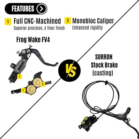 FrogWake FV4 Brakes for Sur-Ron Light Bee X/S, Talaria Sting MX3/MX4 - Reach & Free Stroke Adjustment/1-Finger/4-Piston in Kuwait
