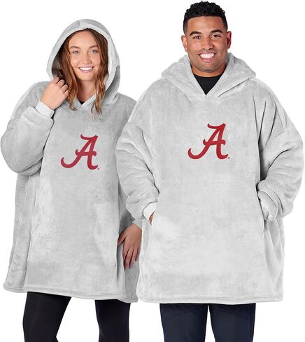 بلوفر بغطاء للرأس من Northwest NCAA Alabama Crimson Tide Hoodler كبير الحجم من قماش الشيربا مع شعار مطرز، سويت شيرت من القطيفة يمكن ارتداؤه، صوف ناعم مع تصميمات أمامية وخلفية، رمادي منقط in Saudi Arabia