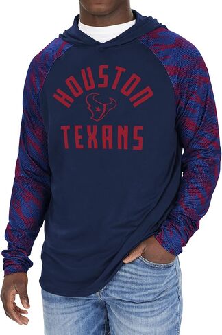 Zubaz Men's NFL Team Color Hooded Long Sleeve Shirt with Viper Print Sleeves in Saudi Arabia
