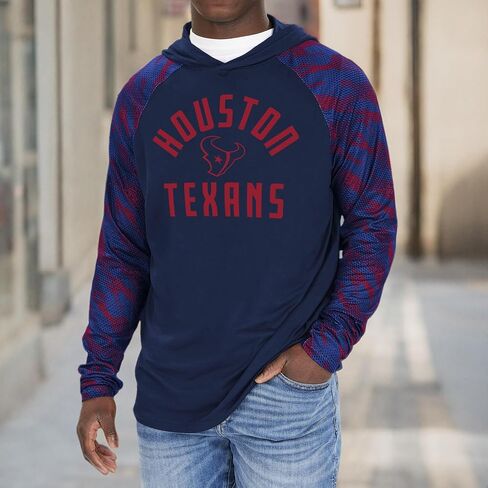 Zubaz Men's NFL Team Color Hooded Long Sleeve Shirt with Viper Print Sleeves in Saudi Arabia