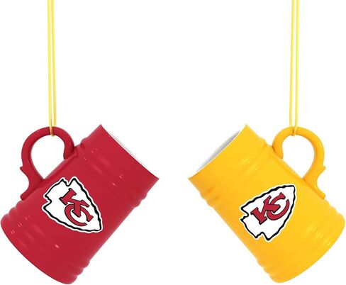 مجموعة زينة معلقة من Team Sports America NFL Kansas City Chiefs Mini Stein، عبوتين من أكواب السيراميك بوزن 3oz مع مقابض، ديكور أدوات بار كرة القدم وأكواب بيرة صغيرة للمعجبين in Saudi Arabia