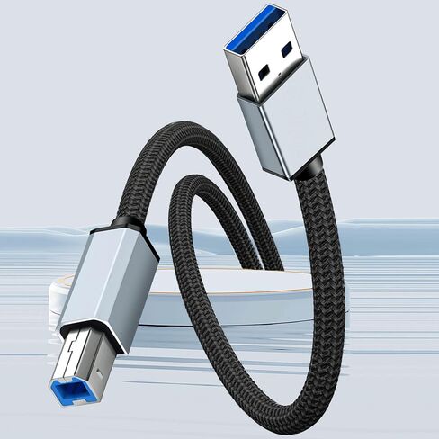 كابل الطابعة USB A إلى USB B كابل الطابعة عالي السرعة من النايلون المضفر USB 2.0 MIDI، سلك الطابعة إلى الكمبيوتر لـ HP، Canon، Brother، Dell، Epson، Lexmark، Xerox، 3.3FT in Saudi Arabia