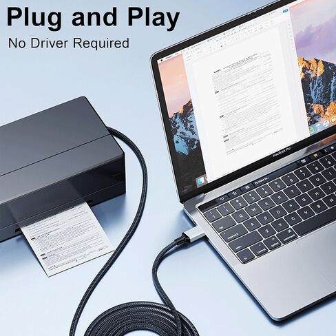 كابل الطابعة USB A إلى USB B كابل الطابعة عالي السرعة من النايلون المضفر USB 2.0 MIDI، سلك الطابعة إلى الكمبيوتر لـ HP، Canon، Brother، Dell، Epson، Lexmark، Xerox، 3.3FT in Saudi Arabia