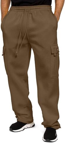 Cargo Sweatpants Men Casual Loose Fit Jogging Bottoms Drawstring Elasticated Waist Stretch Work Trousers with Pockets in Saudi Arabia