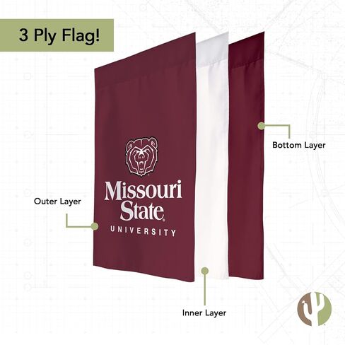 Desert Cactus Missouri State University MSU Garden Flag – 19 x 12 inch Missouri State Bears Banner, For Outdoor Display and Events (Design A) in Saudi Arabia