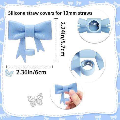 Cup Accessories Set for Stanley,Including1Pcs Silicone Boot Sleeve, 2Pcs Cute Glitter Bow Straw Cover Caps 10mm Reusable Straw Toppers and 1Pcs Handle Charm for Stanley Tumbler 30&40oz. in Saudi Arabia