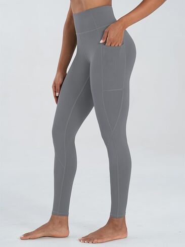 Plus Size Women's High-Waist Leggings, Soft Tummy Control Workout Pants for Running, Yoga, Fitness, Comfort Fit Grey in Saudi Arabia