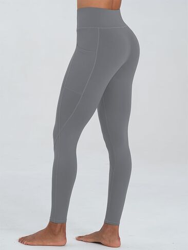 Plus Size Women's High-Waist Leggings, Soft Tummy Control Workout Pants for Running, Yoga, Fitness, Comfort Fit Grey in Saudi Arabia