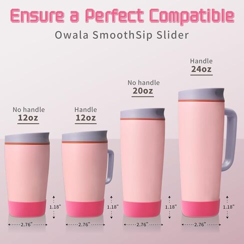 قطعتان من حذاء السيليكون المتوافق مع منزلق Owala SmoothSip 12oz 20oz و12oz 24oz مع مقبض، حذاء واقٍ مضاد للانزلاق لكوب القهوة أثناء السفر، يمنع الخدوش، ملحقات Owalaa in Saudi Arabia