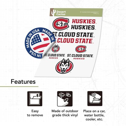 Desert Cactus St. Cloud State University Sticker SCSU Huskies Sticker Vinyl Decals Laptop Water Bottle Car Scrapbook T2 (Type 2) in Saudi Arabia