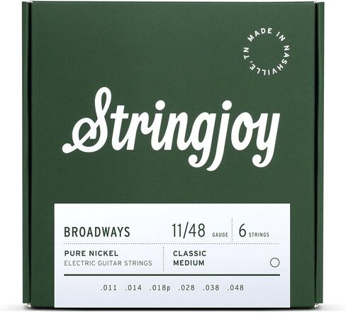 Stringjoy BR1046 برودوايز أوتار جيتار كهربائي من النيكل النقي، 10-46 مقياس الضوء الكلاسيكي، متين، أوتار جيتار لتعزيز النغمة واللعب السلس، أوتار جيتار كهربائي مجموعة 6 أوتار، عبوتان in Kuwait