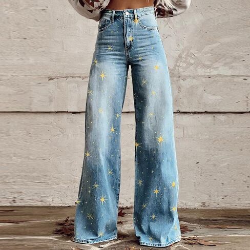 bmkBWO Jeans for Women High Waisted Baggy Wide Leg Jeans Elastic Waisted Straight Leg Demin Pants with Pockets in Saudi Arabia