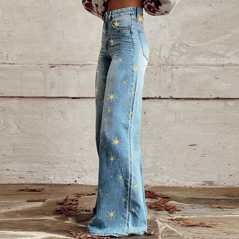 bmkBWO Jeans for Women High Waisted Baggy Wide Leg Jeans Elastic Waisted Straight Leg Demin Pants with Pockets in Saudi Arabia
