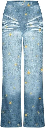 bmkBWO Jeans for Women High Waisted Baggy Wide Leg Jeans Elastic Waisted Straight Leg Demin Pants with Pockets in Saudi Arabia