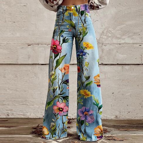 bmkBWO Jeans for Women High Waisted Baggy Wide Leg Jeans Elastic Waisted Straight Leg Demin Pants with Pockets in Saudi Arabia