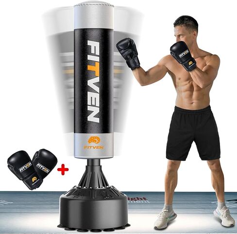 FITVEN Freestanding Punching Bag with Boxing Gloves Heavy Boxing Bag with Suction Cup Base Adult Men Stand Kickboxing Bag in Saudi Arabia