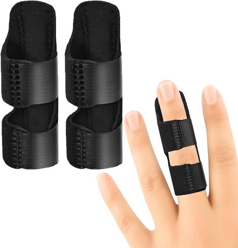 Finger Splint 2Pcs, Trigger Finger Splint Brace for Middle, Index, Ring Fingers Straightening Arthritis Knuckle Sprain Pain Relief Brace Black in Saudi Arabia