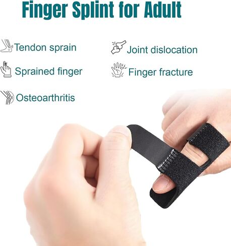Finger Splint 2Pcs, Trigger Finger Splint Brace for Middle, Index, Ring Fingers Straightening Arthritis Knuckle Sprain Pain Relief Brace Black in Saudi Arabia