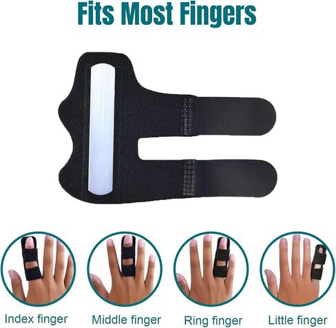 Finger Splint 2Pcs, Trigger Finger Splint Brace for Middle, Index, Ring Fingers Straightening Arthritis Knuckle Sprain Pain Relief Brace Black in Saudi Arabia