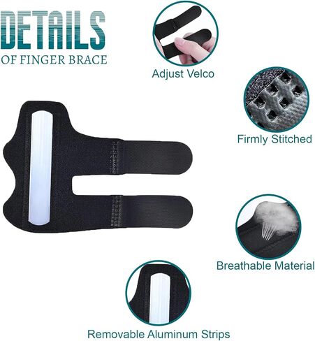 Finger Splint 2Pcs, Trigger Finger Splint Brace for Middle, Index, Ring Fingers Straightening Arthritis Knuckle Sprain Pain Relief Brace Black in Saudi Arabia